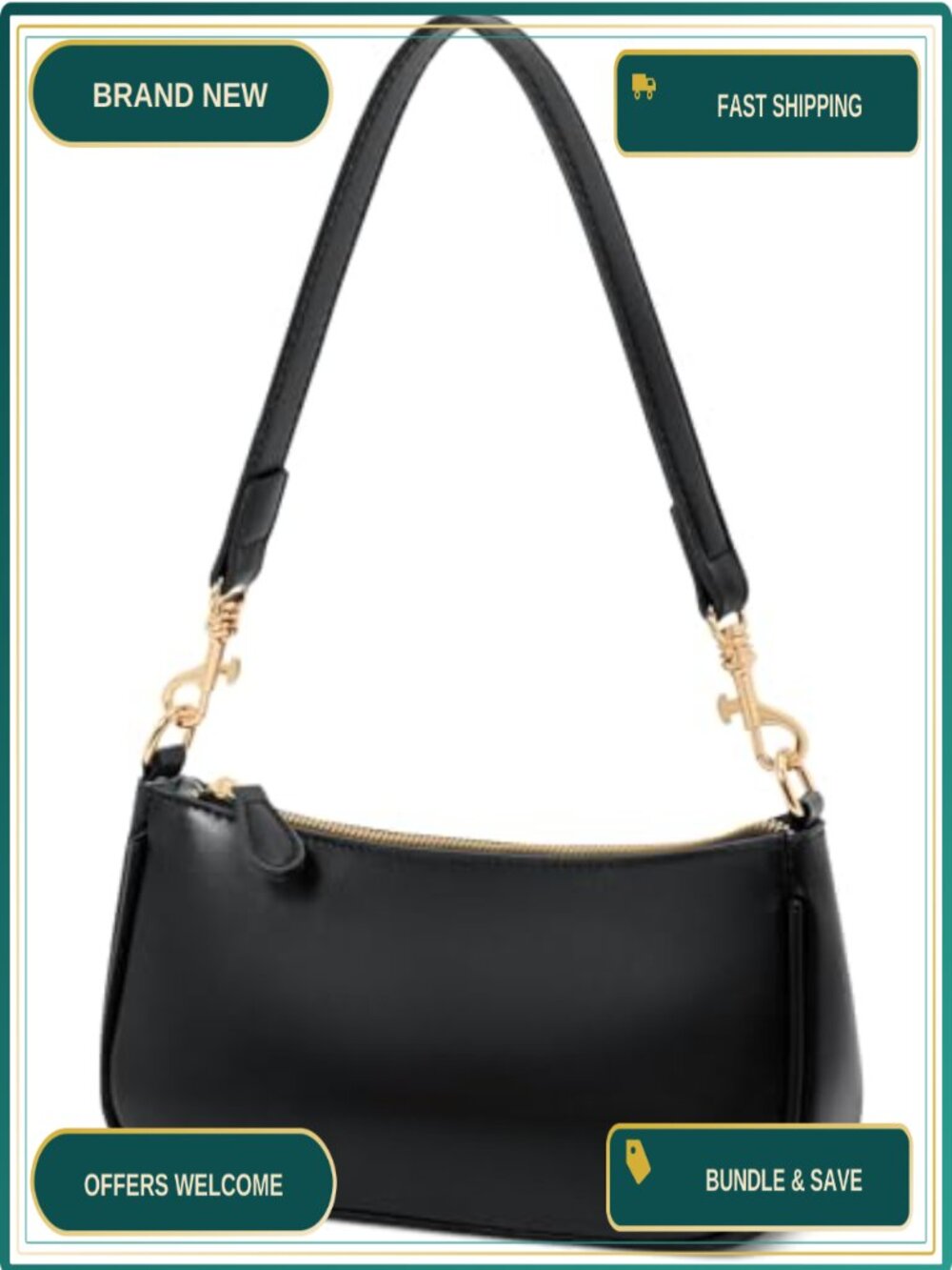 Small Vegan Leather Shoulder Bag Mini Purse Zipper Clutch Crossbody Handbag